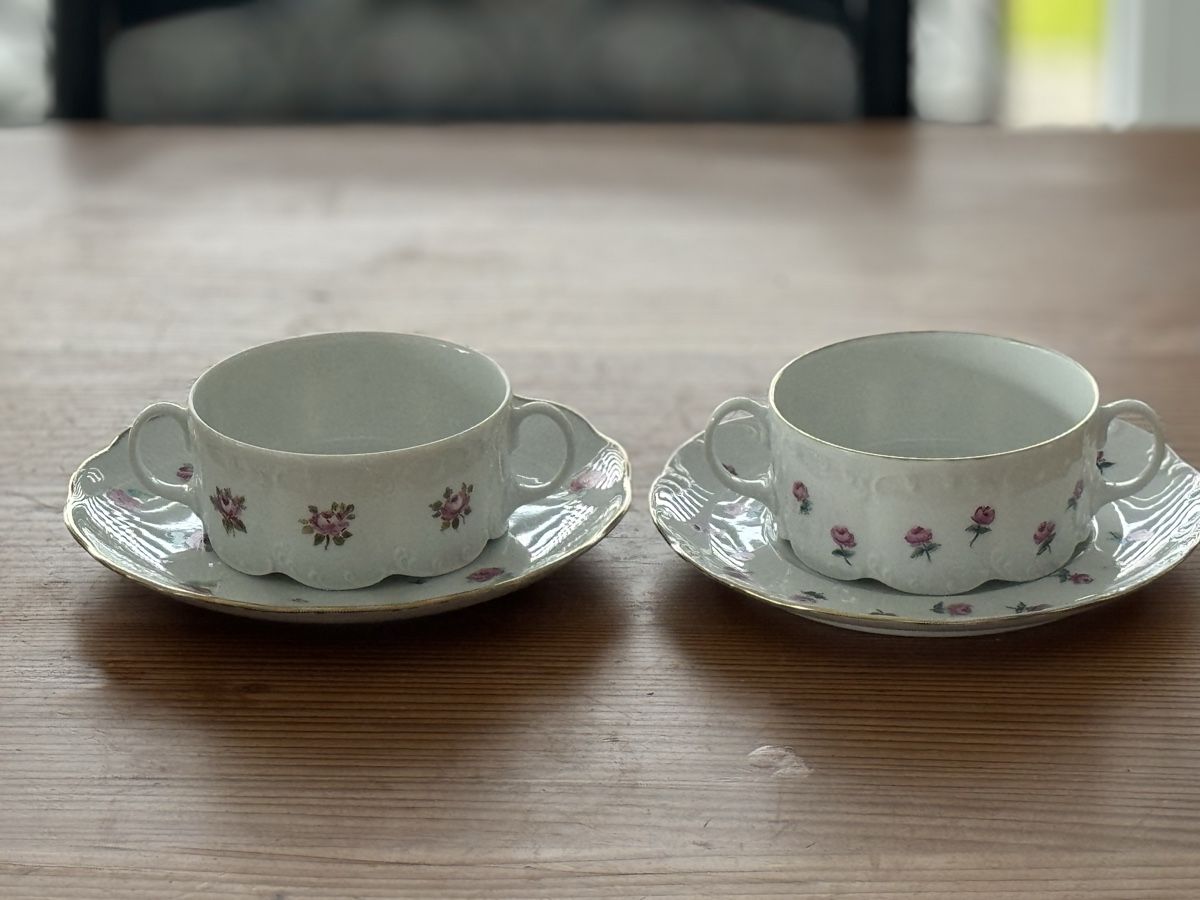 Rosenthal Set di piatti: 2 Suppentassen mit Unterteller, Rosenthal Classic Rose – Usato da Lanzenhäusern venduto da Galaa