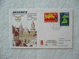 1971 AVIANCA Eröffnungsflug Zürich - Bogota / FL-Frankierung