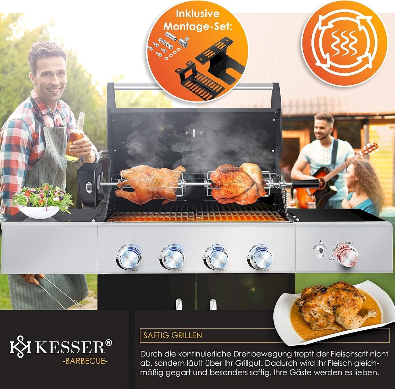 Grillzubehör: Motor-Grillspieß Set Edelstahl BBQ 116cm – Neu und originalverpackt aus Bottighofen von zaap 2