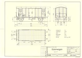 Planzeichnung gedeckter Güterwagen Serie K2 der SBB CFF/1956