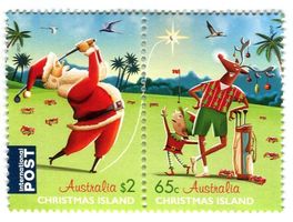 Briefmarken Weihnachtsmann. Weihnachtsinsel