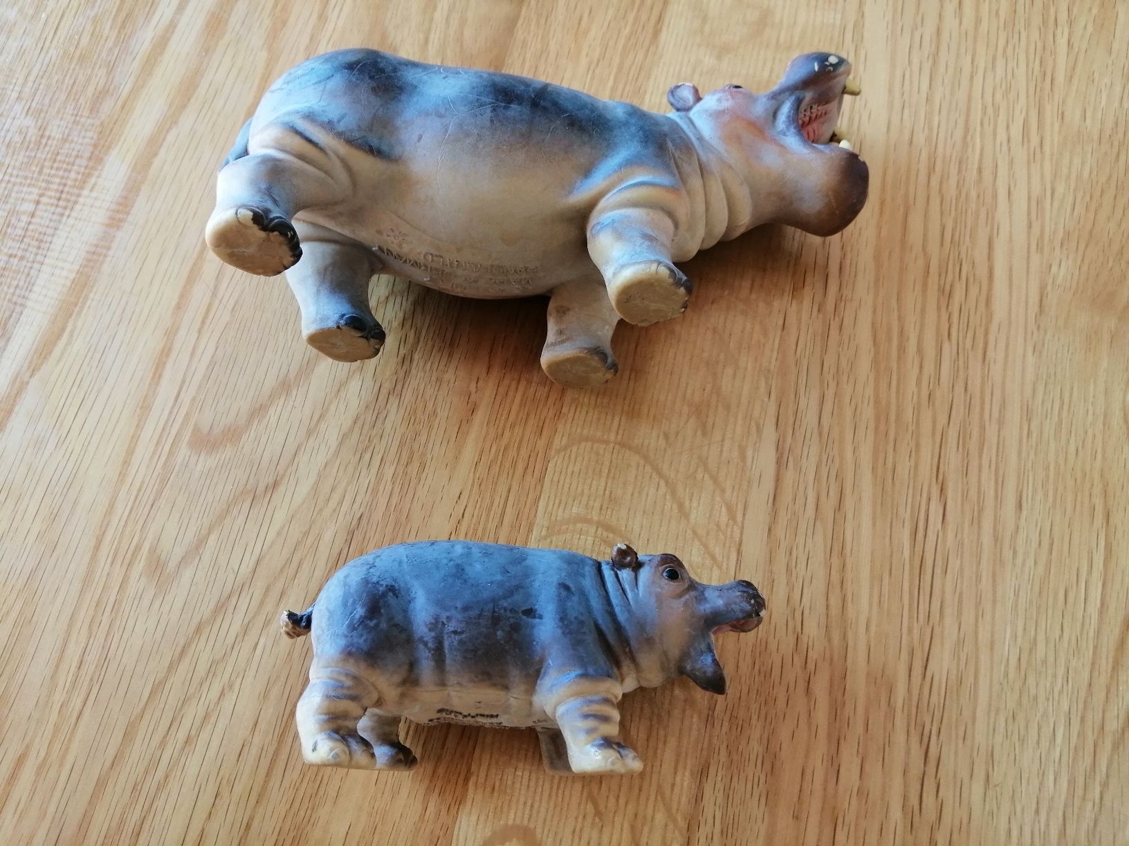 Bullyland Figuren: 2 Bully Nilpferde handbemalt, Vintage – Gebraucht aus Honau von holunder3 1