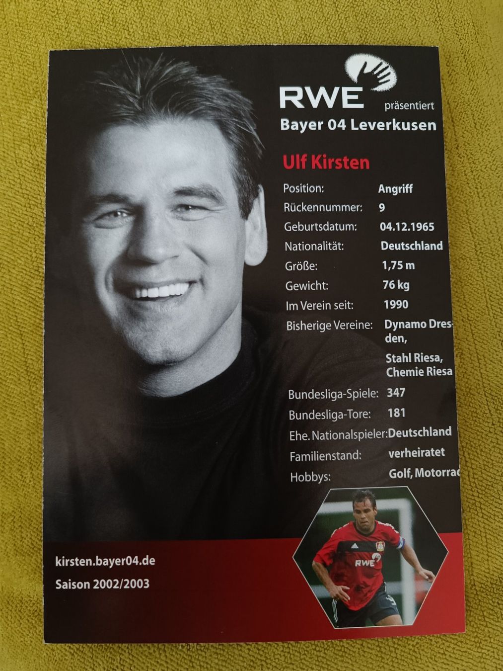 Autografi: Ulf Kirsten-  handsigniert – Usato da Menziken venduto da Autogramme 1