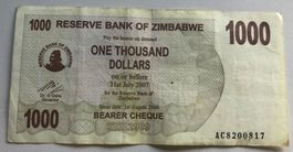 Zimbabwe 1000 Dollars 2006