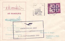 1. Nachtluftpost Lufthansa Hamburg - Frankfurt 1961