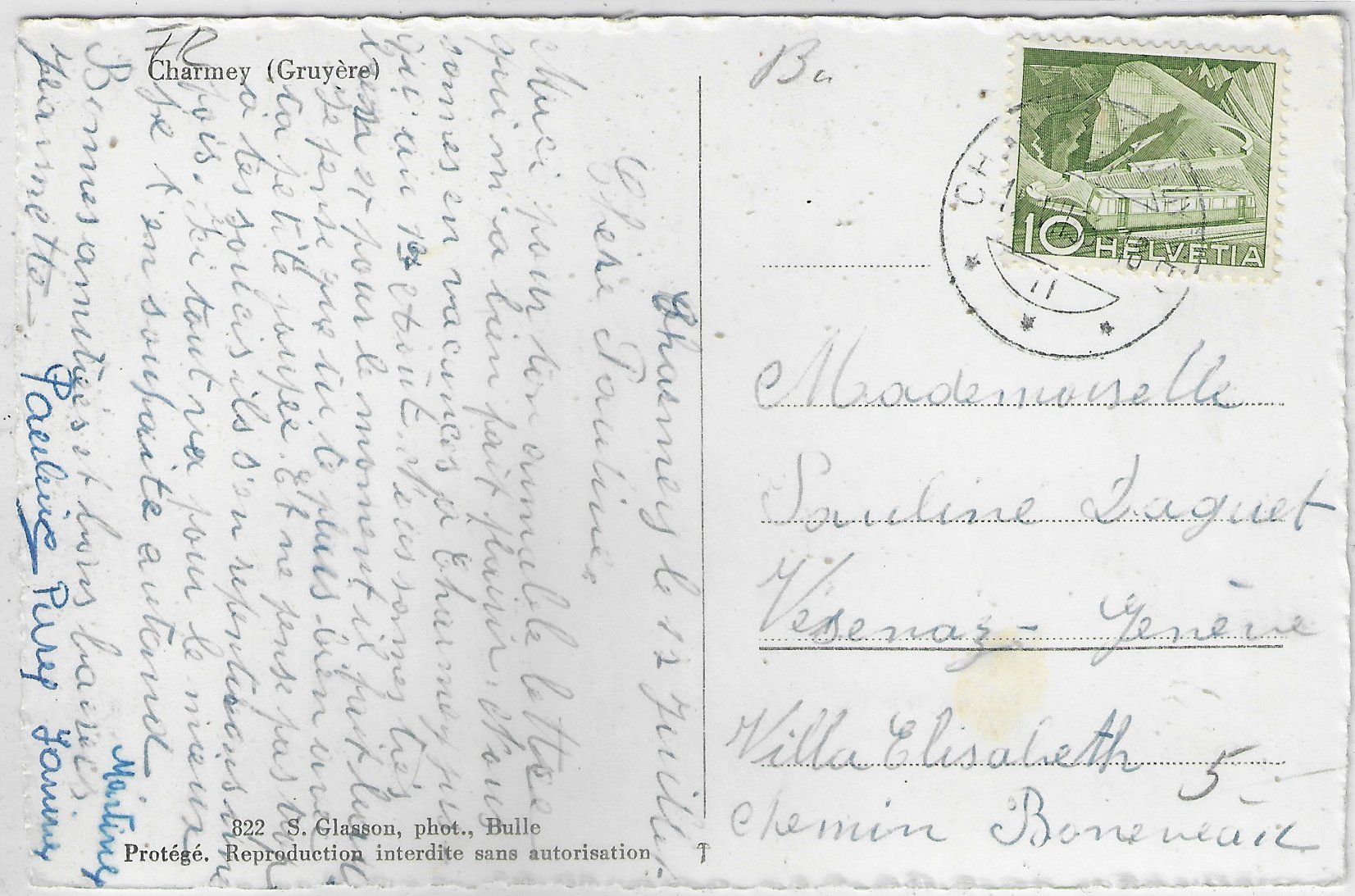 Ansichtskarten: Charmey (Gruyere) Panorama – Gebraucht aus Ettingen von Kartenplanet 1