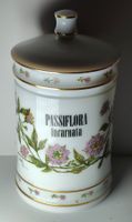 Vintage Apothekerdose Passiflora Frankreich Porzellan 17cm