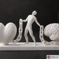 Heart and Brain Balance Sculpture - Emotional Art - 3D Print