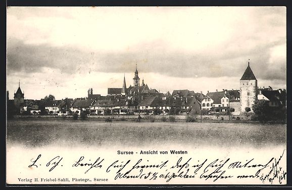 Cartoline postali: Sursee, Ortspanorama mit Turm von Westen – Usato da Berlin venduto da bartko-reher