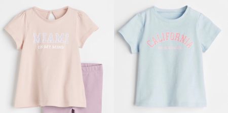 H&M BABY 🩵💜 2x t-shirts CALIFORNIA + MIAMI print 86