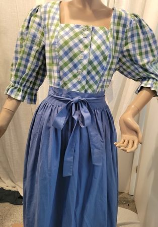 Trachtenkleid Dirndl Original ISOLA Austria Gr. 44 Blau/Grün