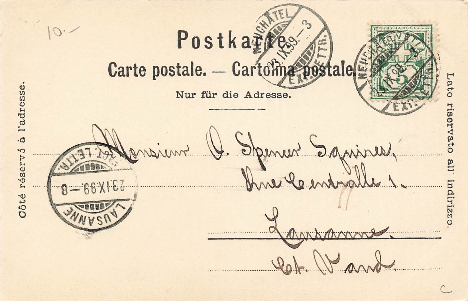 Cartoline postali: Neuchàtel – Usato da Biasca venduto da Blenio71 1