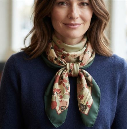 Foulard Soie   Création Rupong fleuri vintage
