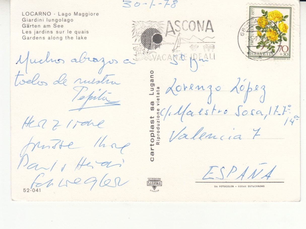 Cartoline postali: Locarno 1978 – Usato da Bürglen TG venduto da StampGraf 1