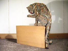 Katzen Kantenhocker Deko Holz Figur Unikat bemalt C)