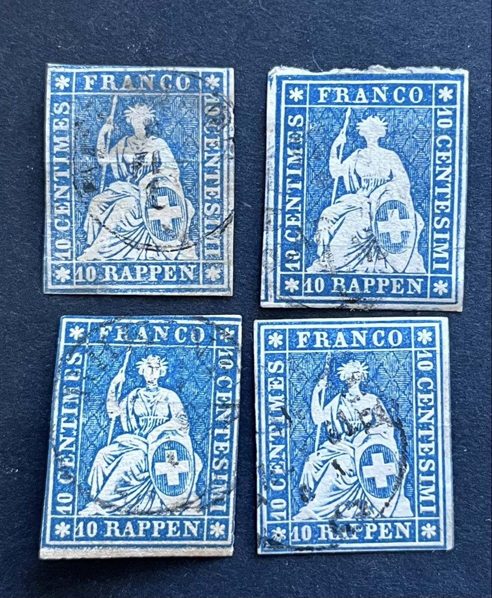 Tutti i francobolli: 4x Strubel 23G Cat. 120.- CHF – Usato da Sottens venduto da thigroux
