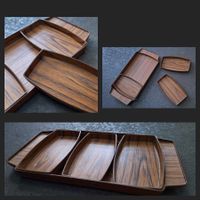 Vintage Serviertabletts, Teak-Holzoptik, 4Teilig 🫒🥂