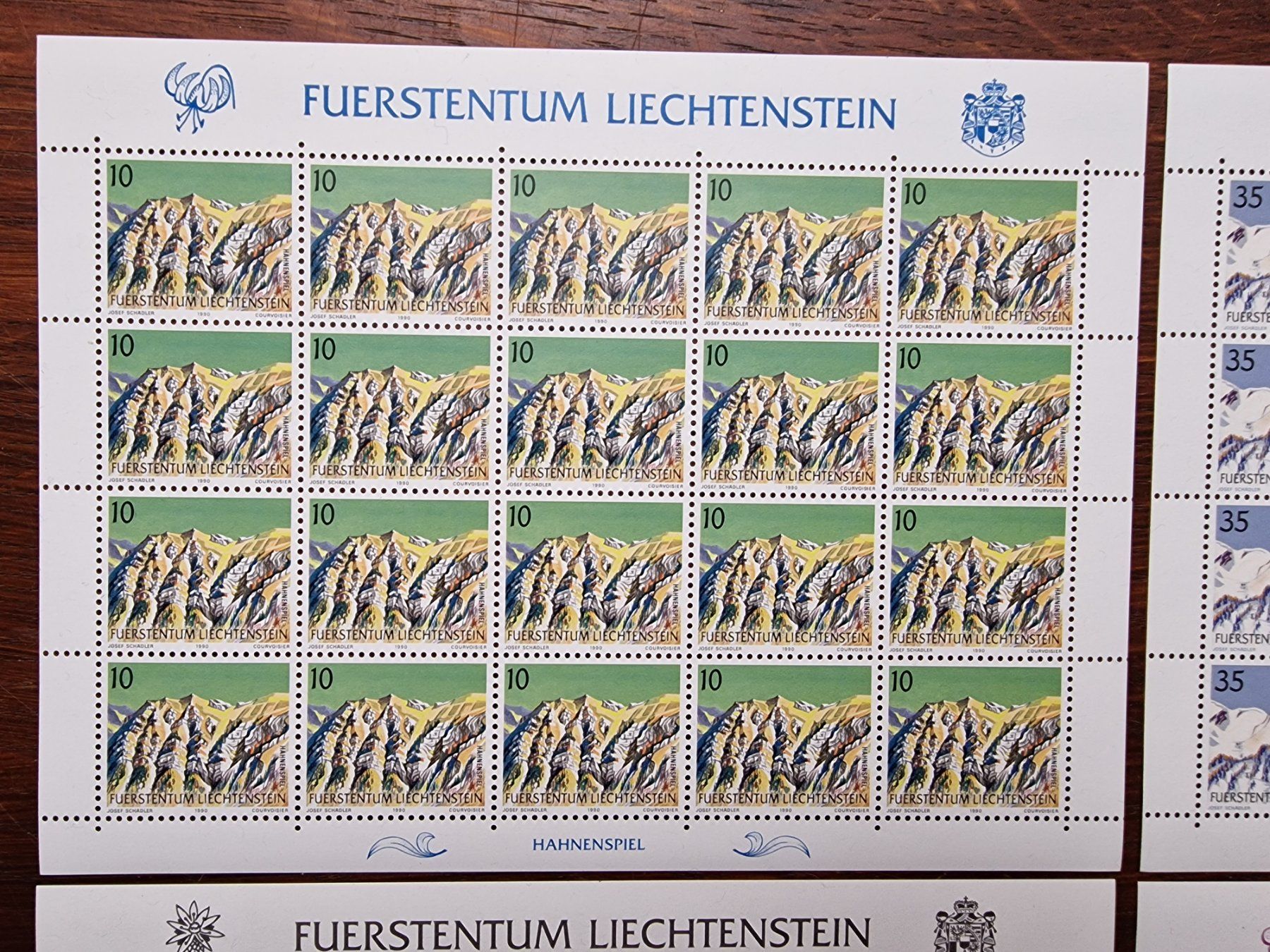 Alle Briefmarken: FL 1990 Serie Bogen "Berge -III" postfrisch – Gebraucht aus Aesch LU von briefmarken.uray 1