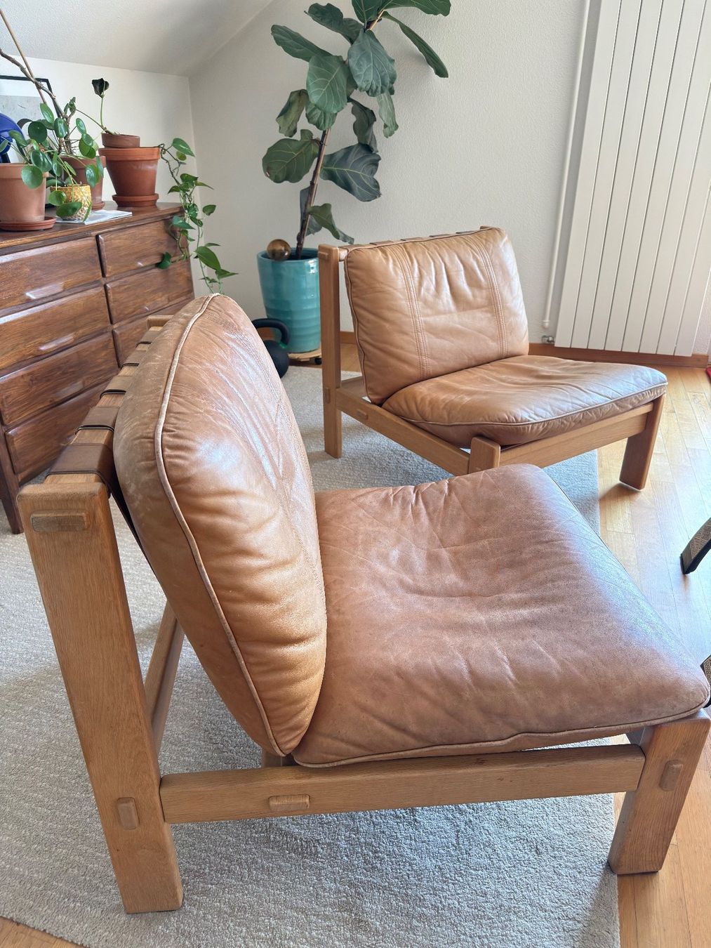 Poltrone: Vintage Ledersessel Set + Hocker – Usato da Zürich venduto da isabella_p 3