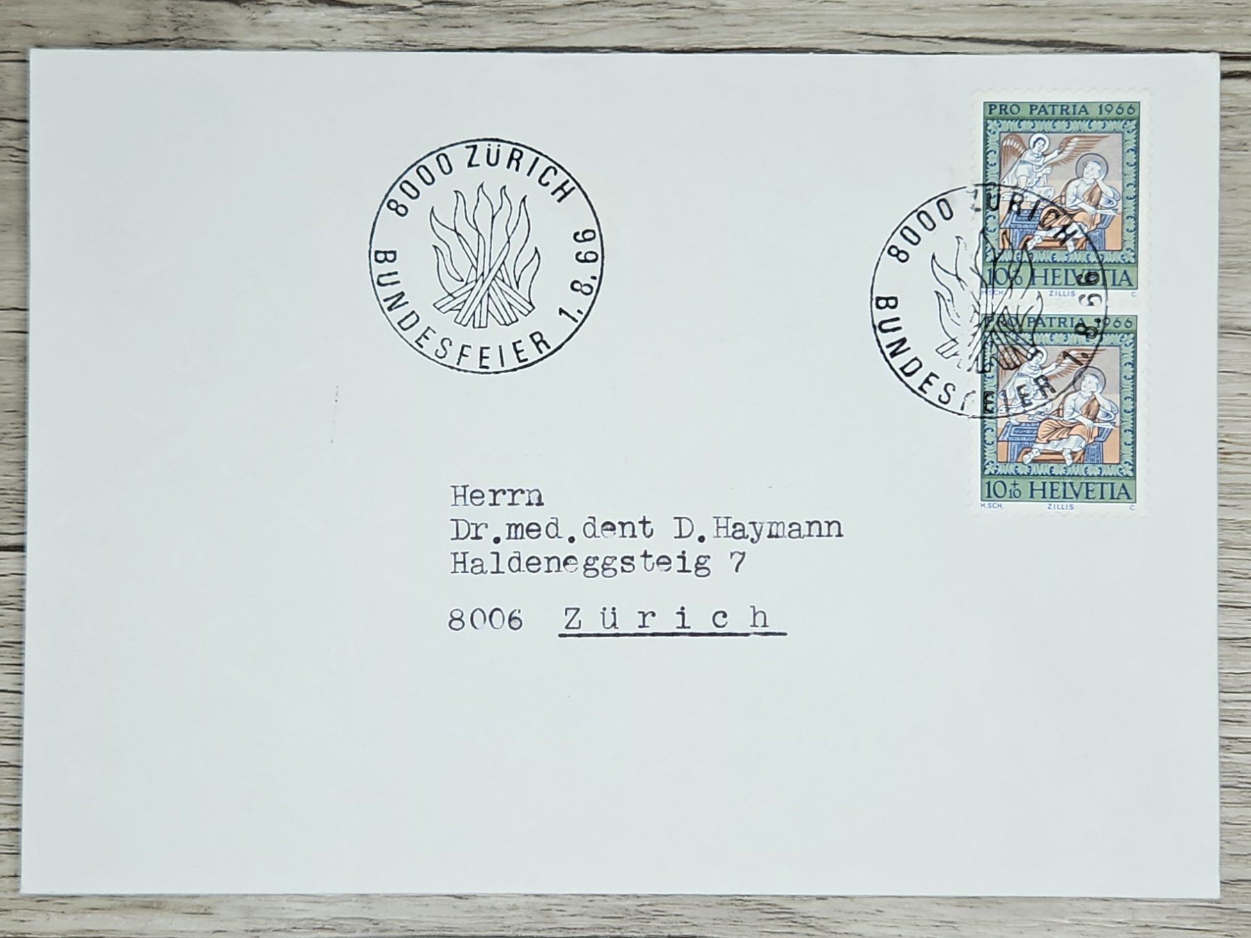 Tutti i francobolli: CL02 Enveloppe + Timbre Suisse 1966 – Usato da Cousset venduto da Patrick_Collections