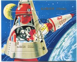 Block "Raumfahrt. Sputnik 2. Laika". Adschman.