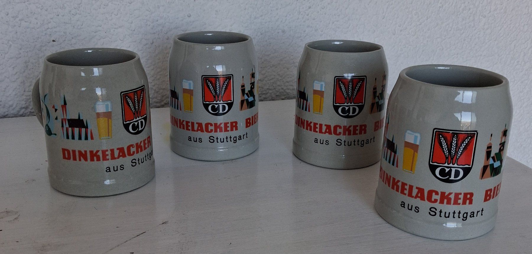 Bicchieri: 4 Stück Dinkelacker Bierkrüge aus Stuttgart – Usato da Tägerig venduto da rob_psv5