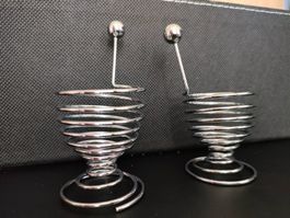 4 Spiral Eierbecher Edelstahl