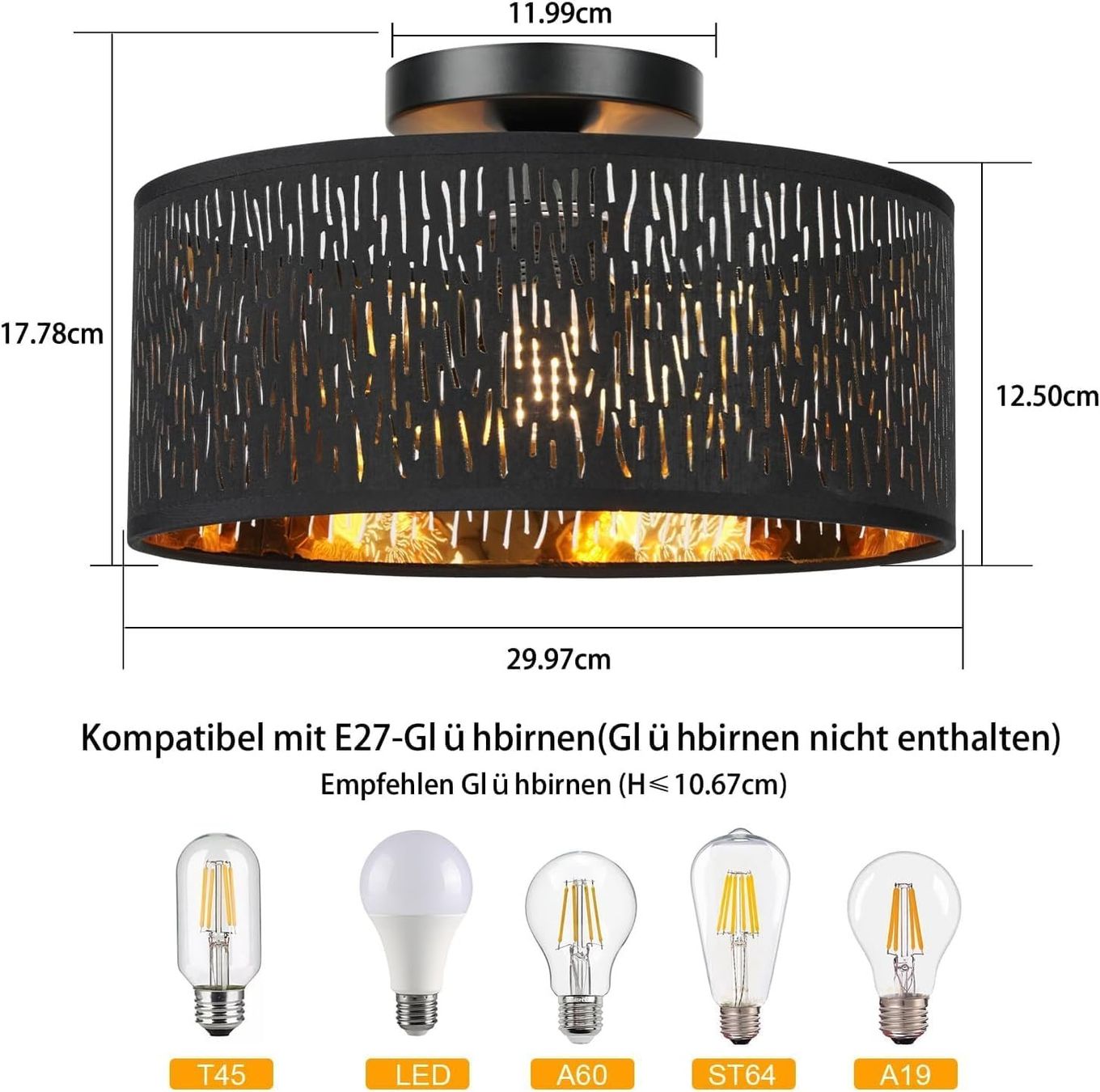 Lustres & lampes de plafonds: Deckenlampe Schwarz E27 Deckenleuchte Wohnzimmer – Neuf avec emballage d'origine à Schaffhausen par tra_6j5m 7