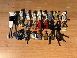 24 Lego Starwars Minifiguren + Fahrzeug