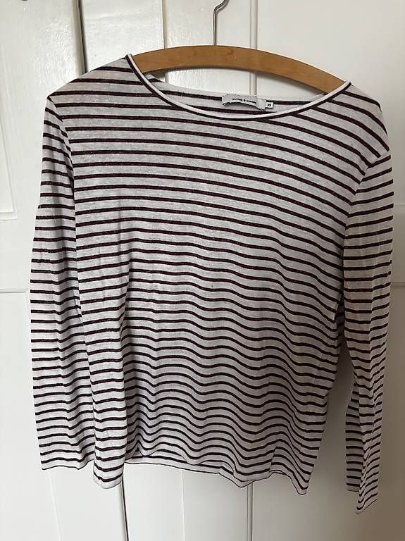 Samsøe Samsøe Maglioni & Felpe: Streifenpullover – Samsoe Samsoe, XS, Weiss/Bordeaux – Usato da Bern venduto da saeruhb