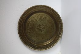 Antiker Wandteller Messing Chinesisch Glück Gravur Deko