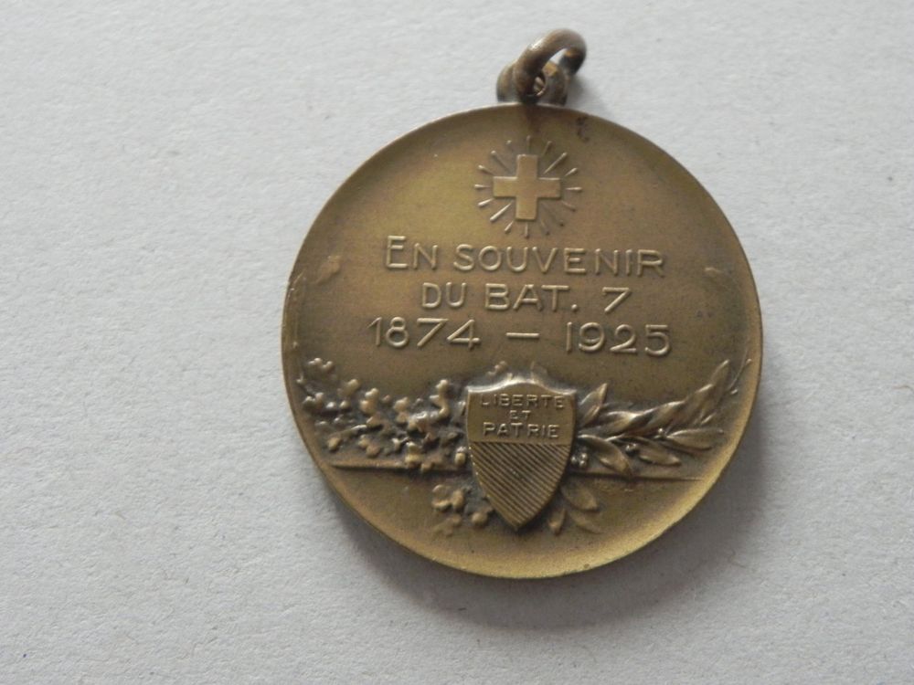 Medaille Schweiz Armee Militär Bat. 7 Waadt / VD 1874 - 1925 2
