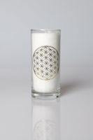 Glas-Kerze Blume des Lebens 50h Brennd.