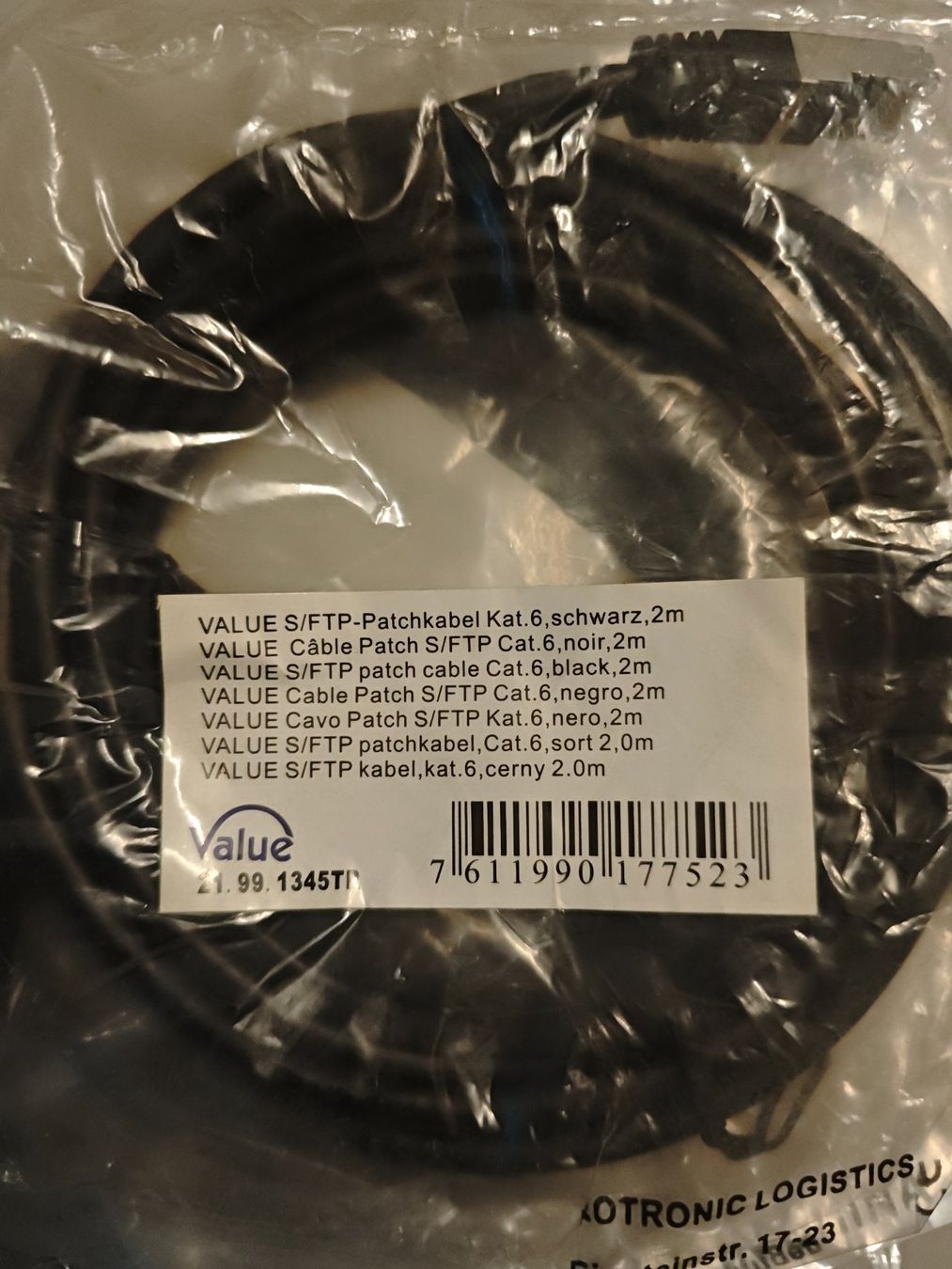 Kabel: Netzwerkkabel Cat.6 2m – Neu und originalverpackt aus Ebikon von RPLU 1