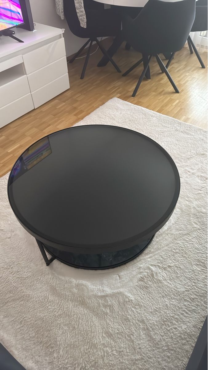 Ikea Tavoli: Table basse ronde noir plateau verre – Usato da Neuchâtel venduto da Loni94