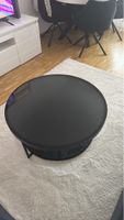 Table basse ronde noir plateau verre