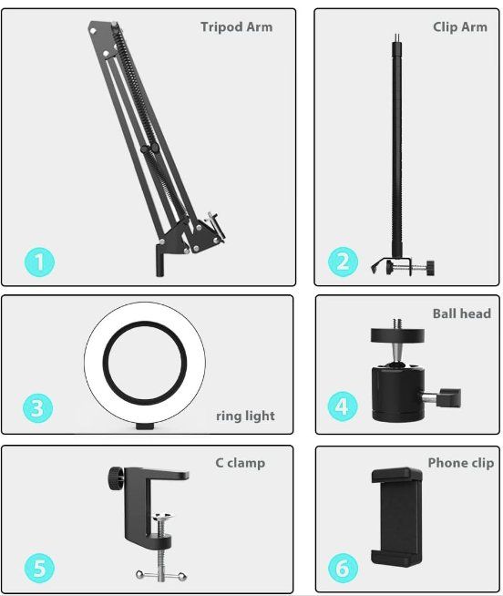 Altro per Ufficio & Commercio: Overhead-Ringlicht-Kit mit Auslegerarm und Telefonhalter 70c – Nuovo e nell'imballaggio originale da Châtelaine venduto da topshop.switzerland 4