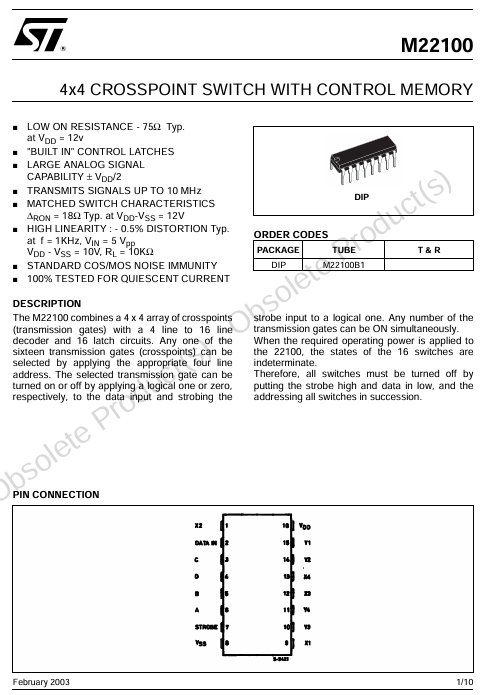 Componenti elettronici: M22100B1 4x4 CROSSPOINT SWITCH WITH CONTROL MEMORY 25 Stück – Nuovo e nell'imballaggio originale da Oberwangen b. Bern venduto da Vittorio0 1