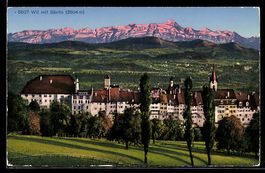 AK Wil, Blick zur Altstadt hinüber mit Säntis