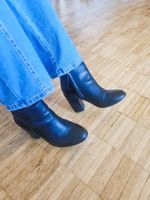 Schwarze Leder Stiefeletten H&M Damen Gr. 38