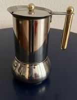 Espressokocher Edelstahl poliert Messinggriff neuwertig