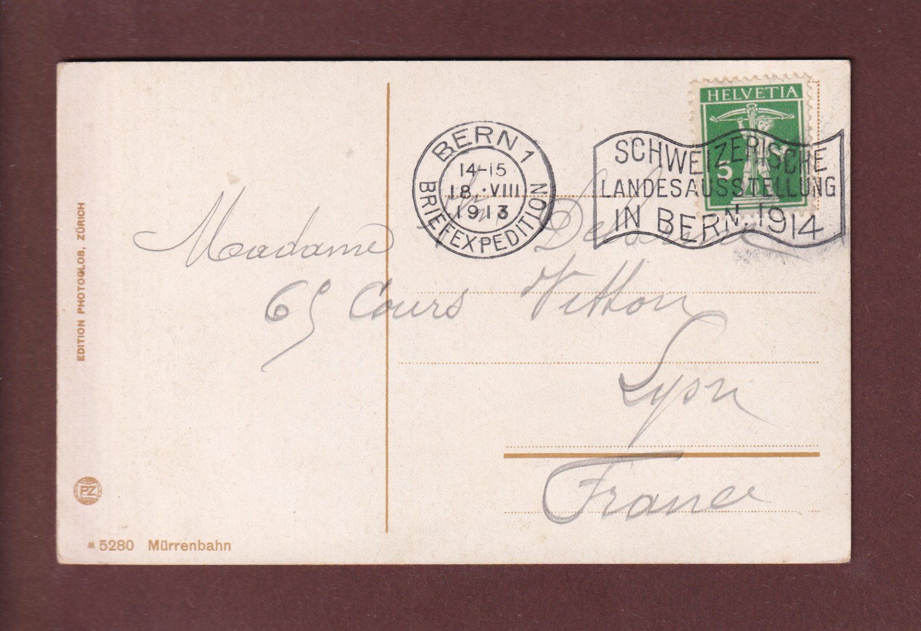 Cartoline postali: MÜRRENBAHN - Eiger - 1913 – Usato da Pully venduto da nicecards 1