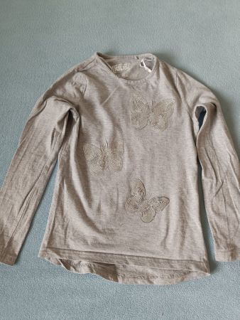 Schönes Langarmshirt Paillettenschmetterlingen 128, wie neu