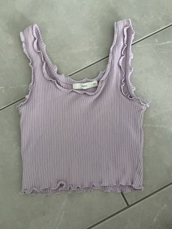 Damen Tank-Top Flieder/Lila Grösse XXS gerippt Rüschen