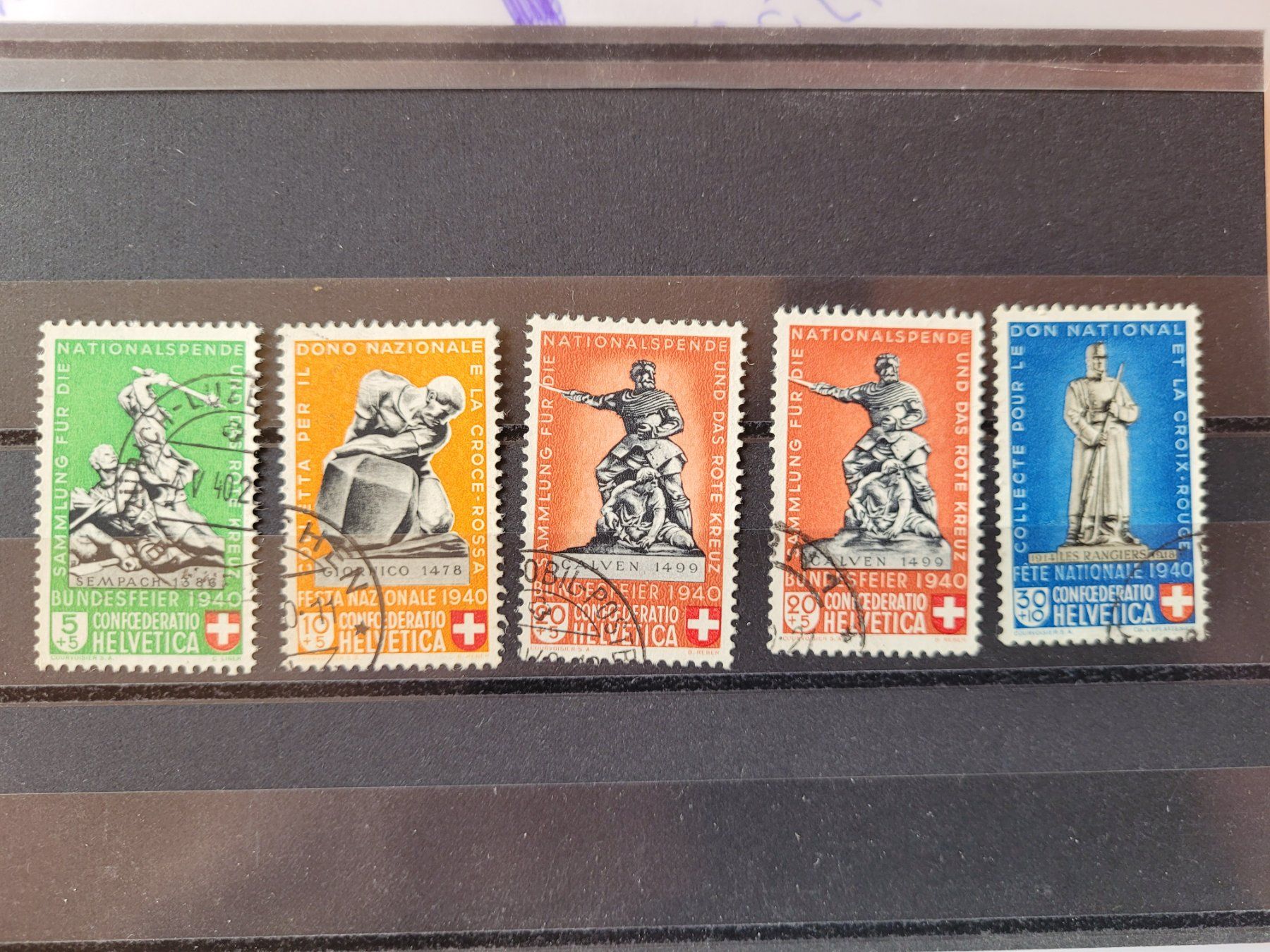 Alle Briefmarken: Pro Patria 1940, B3-B7, schön gestempelt – Gebraucht aus Niederwil SG von kaseopeia