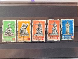 Pro Patria 1940, B3-B7, schön gestempelt