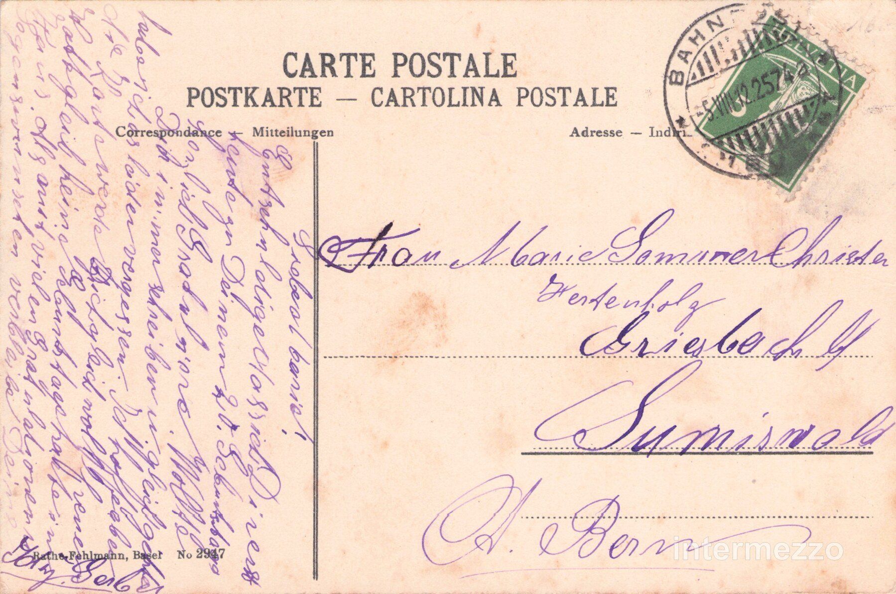 Cartoline postali: St. Gallen // 1912 Denkmal Platz Häuser – Usato da Basel venduto da intermezzo12 1