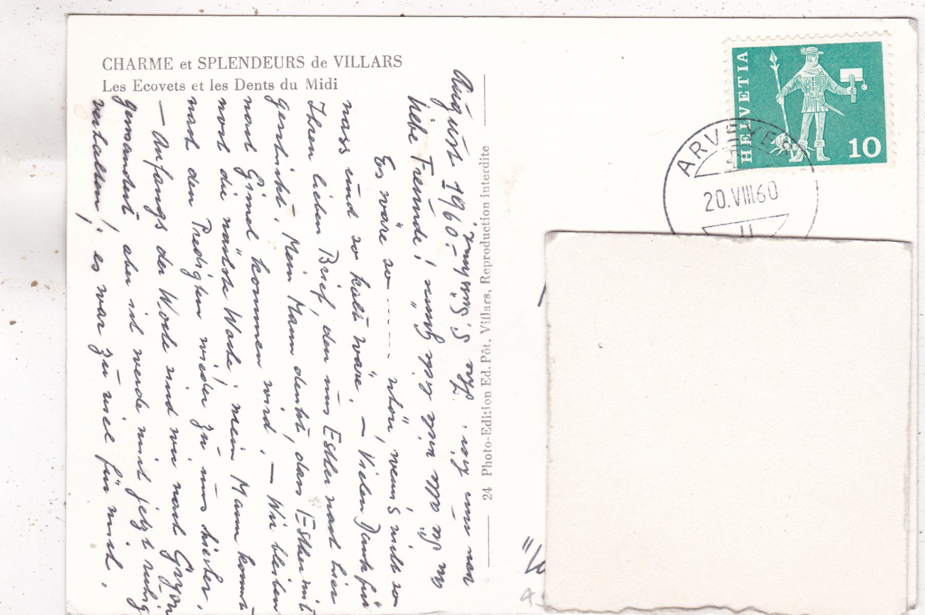 Cartoline postali: Villars Les Ecovets 1960 – Usato da Herisau venduto da Lisegrat2008 1