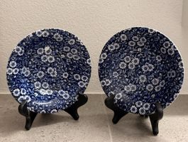 Burleigh Ironstone Teller 2er Set Blau Weiss Sammlung 