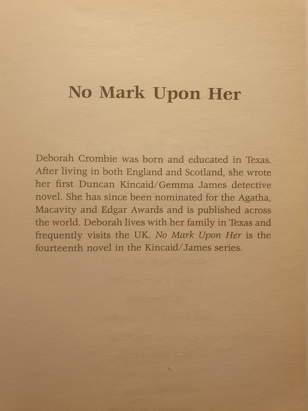 Libri: No Mark Upon Here - Deborah Crombie – Usato da Zürich venduto da loosebone 1
